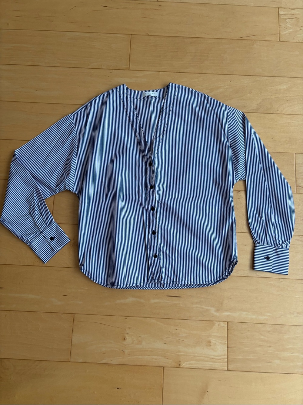 Sandro Jordan Pinstriped Cotton Poplin Button Down Shirt - Picture 6 of 16
